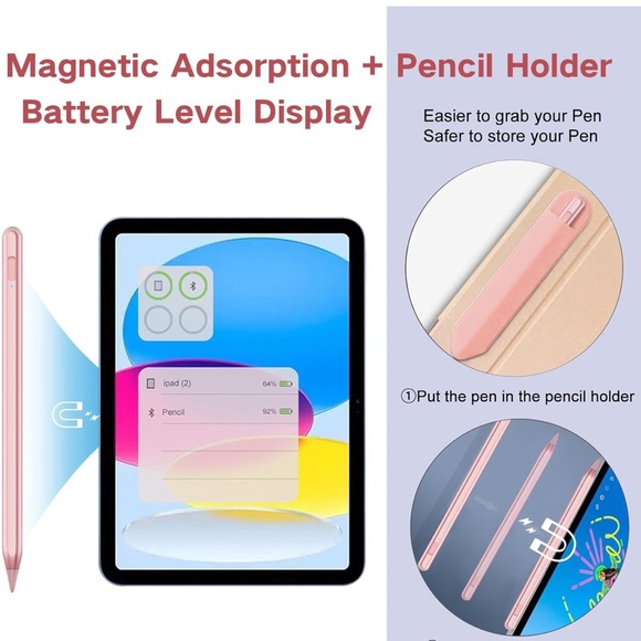 Stylus Pen for iPad 2018-2025 with Palm Rejection, Apple Pencil for Pad11th/10th - Picture 4 of 8
